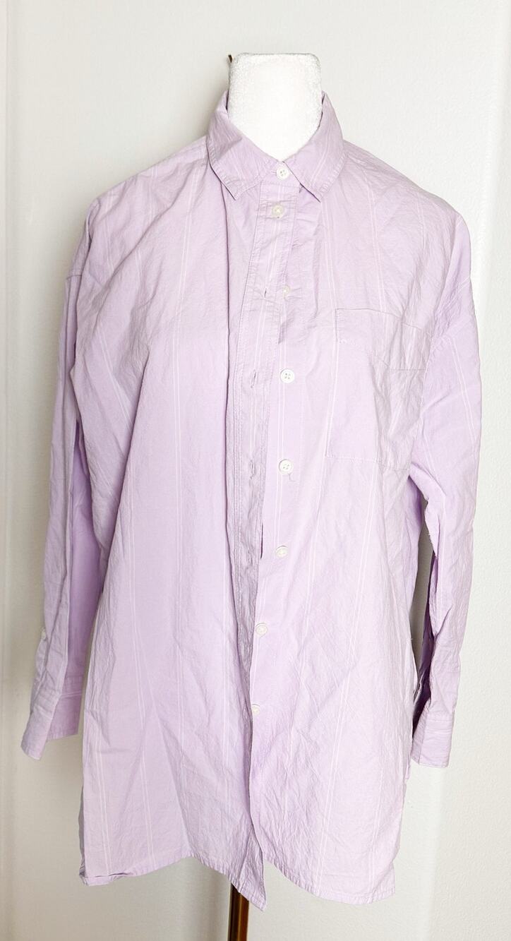 Madewell Signature Poplin Oversized Sunday Button Down Shirt Lavender Purple XS